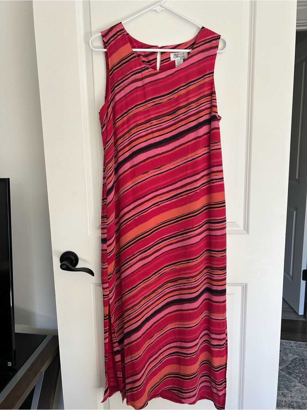 Vintage Silk Striped Sleeveless Maxi Dress